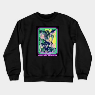 GOTH GIRL FROM OUTER SPACE WITH ROBOT MONSTER Crewneck Sweatshirt